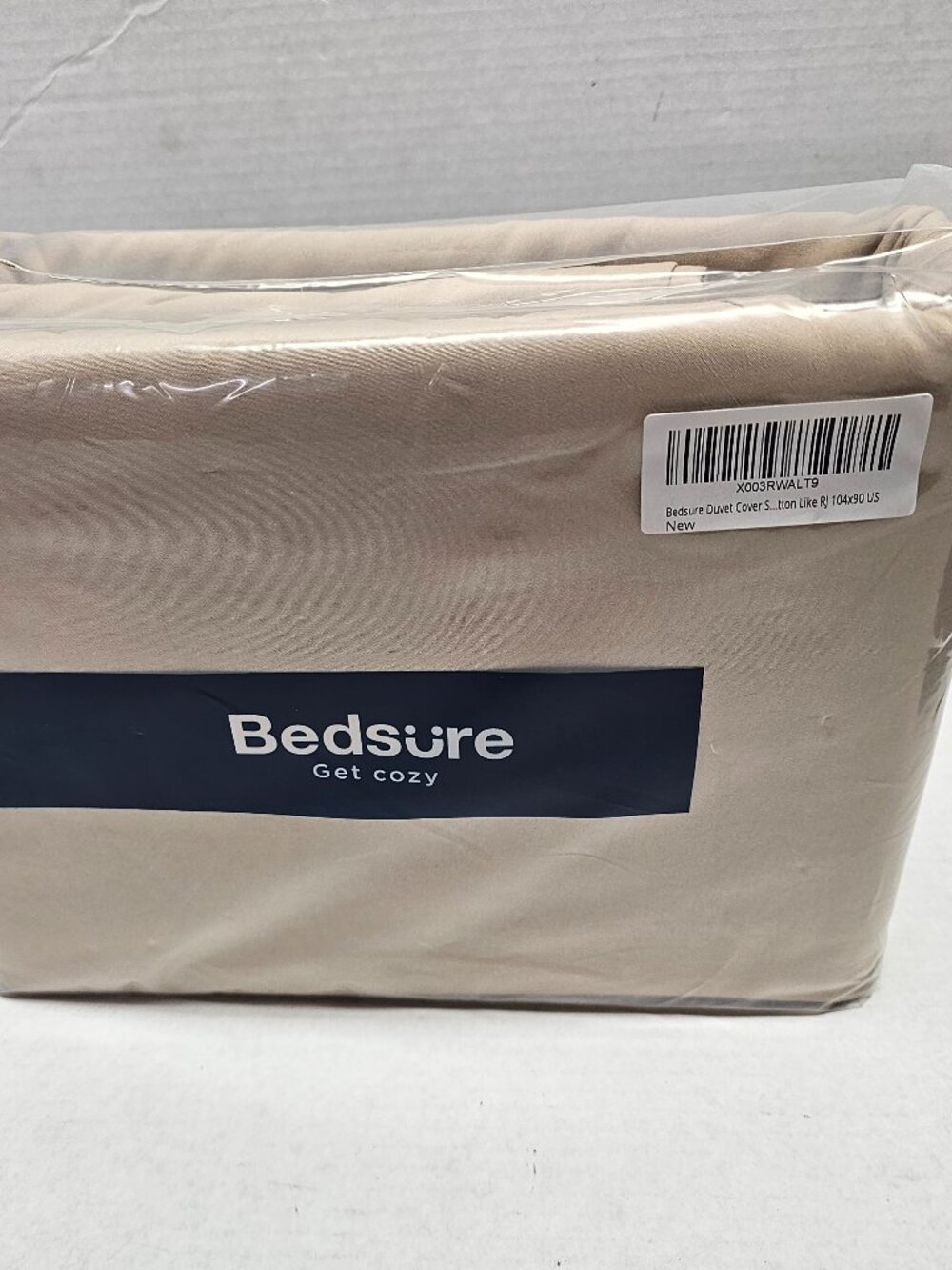 New King Bedsure Get Cozy Beige 1 Duvet Cover 2 Pillowcase Set Polyester NWT